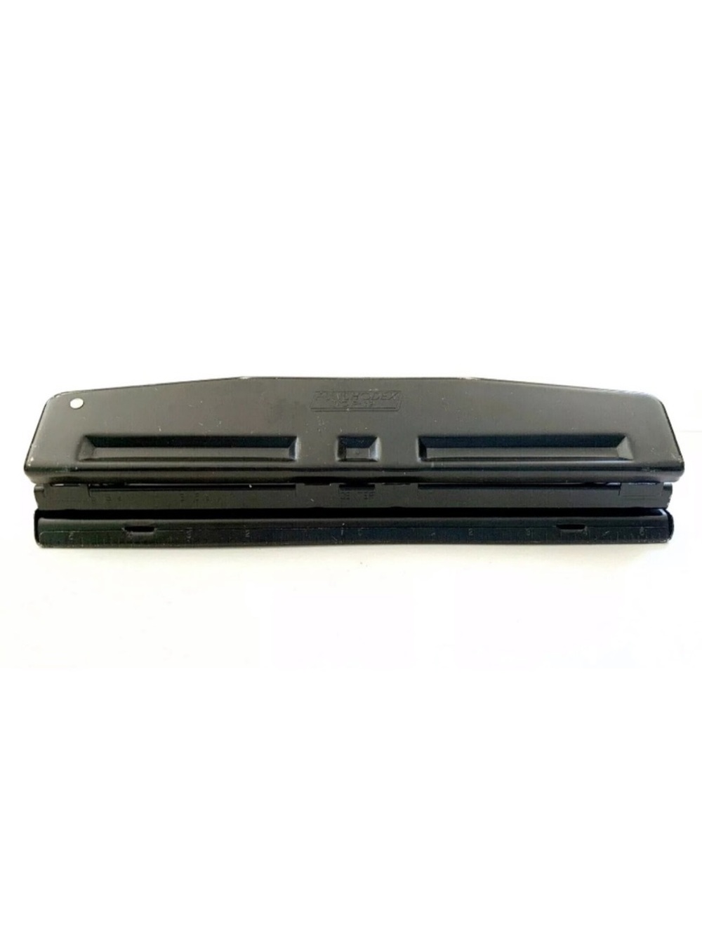 Three 3 Hole Punch Heavy Duty Metal Office Paper Puncher Black Ruler Punchodex